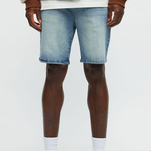 Shorts de Mezclilla para Hombre, Lavado Claro, Corte Recto, Cintura Media, Algodón, Casuales, para Verano - Product Image 1