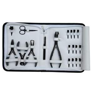Kit complet d'outils professionnels en acier inoxydable pour extensions de cheveux : micro-perles, pince à bandes, coupe-bandes, crochet, peigne, aiguille, ciseaux - Product Image 1