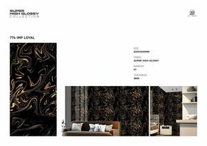 กระเบื้องปูพื้นและผนังพอร์ซเลนสีดำเงาสูงพิเศษ ขนาด 600x1200 มม. สำหรับตกแต่งผนังหรูหราในโรงแรมและล็อบบี้ (S) - Product Image 5