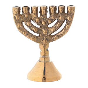 Ménorah juive artisanale, support de bougies Hanouka en laiton, ornement religieux décoratif pour la maison, la table, la synagogue - Product Image 6