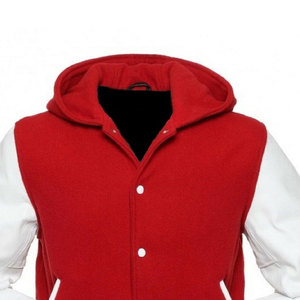 Veste universitaire à capuche rouge et blanche pour homme, style preppy, coupe classique, matière polyester, fermeture à boutons, vêtement d'automne - Product Image 3