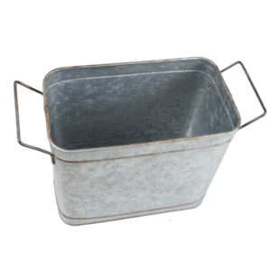 Pot de fleurs galvanisé de qualité industrielle en fer, design décoratif pour plantes vertes, finition gris intégral - Product Image 6