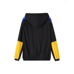 Anorak coupe-vent rétro Oakwood à blocs de couleur, noir, jaune, bleu roi, à capuche, quart de zip, grande taille, imperméable - Product Image 2