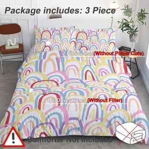 Set Copripiumino Moderno Queen Size Arcobaleno con 3 Pezzi (1 Copripiumino 228x228 cm + 2 Federe) - Product Image 4