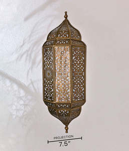 Golden Moroccan Wall <b>Sconce</b> Lantern Brass Intricate Cutout Design Home Decoration Professional Lighting - Product Image 4