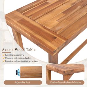 Juego de Bar de 3 Piezas de Madera de Acacia para Exteriores, Mesa de Comedor para Patio y 2 Taburetes con Cojines para Jardín o Piscina - Product Image 3