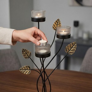 \Leaf Design Metal Candle Holder Leaf Shape Candle Stand <b>Decorative</b> Metal Candle Holder Home <b>Decor</b> Living Room <b>Decor</b> And Dining - Product Image 3