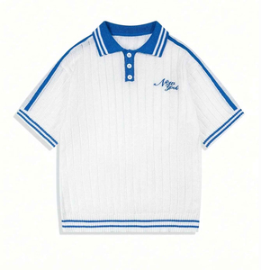 Chemise Oxford en coton à manches courtes rayée bleu et blanc pour homme, coupe droite, boutonnée, tricotée, anti-plis, imprimée, décontractée - Product Image 2