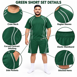 Conjunto de Camiseta y Pantalones Cortos Extra Grandes para Hombre, Diseño con Ribete en Contraste, Ropa Casual de Calle, Dos Piezas a Juego, Ropa de Verano al por Mayor, OEM - Product Image 6