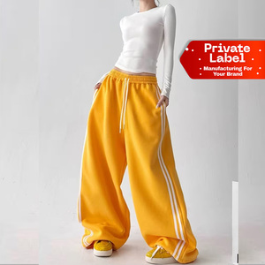Pantalones de Mujer, Diseño Juvenil, Verano, Corte Recto, Franja Lateral, 100% Algodón, Paleta de Colores Versátil para Uso Diario Informal - Product Image 1