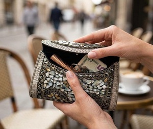 Bolso de Mano Rectangular Moderno Plateado con Cuentas de Metal y Piedras, Ecológico, Hecho a Mano, para Mujer, Regalo de Boda, Venta al Por Mayor por f s I - Product Image 6
