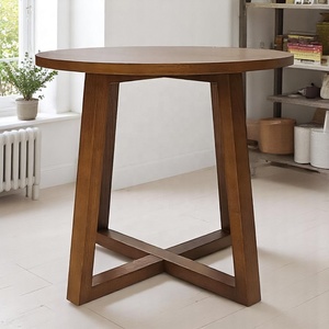 Meubles de maison Table d'appoint ronde en bois de caoutchouc Table d'appoint minimaliste avec meubles ronds en bois quantité minimale de commande flexible fabriquée au Vietnam - Product Image 1