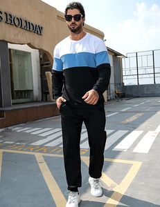 Men's Colorblock Sweatshirt and Sweatpants 2 Piece Casual Tracksuits Long Sleeve Pullover Jogging Sweatsuit <b>Set</b> - Product Image 2