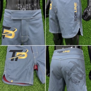 Shorts MMA Homme Personnalisés en Gros, Coupe Athlétique, Anti-Transpiration, Gris, Impression par Sublimation, Logo au Dos - Product Image 3