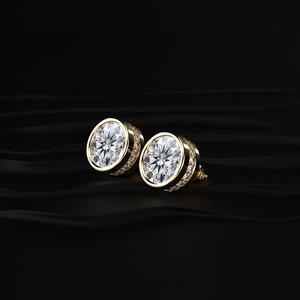 10TCW <b>Emerald</b> Round Pear Mixed Diamond Drop & <b>Stud</b> Earrings 18K Gold Luxury Modern Geometric Design for Party Wedding Engagement - Product Image 2