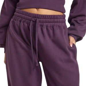 Ensemble de survêtement décontracté deux pièces pour femme, coupe courte, avec fermeture à boutons, en molleton, col rond, taille élastique, jambe large, tenue de sport décontractée - Product Image 6