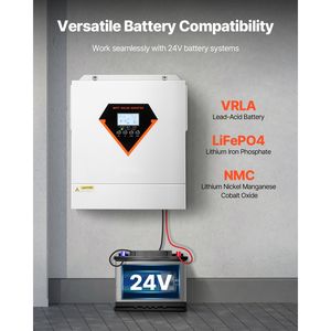 Inverter Solare Ibrido 3000W Tutto-in-Uno, Convertitore di Potenza a Onda Sinusoidale Pura 24V DC 110/120V AC 100A MPPT, Potenza di Uscita 6KW 12KW - Product Image 4