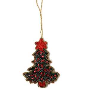 Décoration de Noël vintage en velours bordeaux brodée à la main avec couronne dorée, en alliage de zinc et cristaux, par Ziyan Handicraft - Product Image 2
