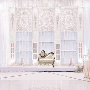 Escenario de boda con arco gótico de estilo occidental, escenario moderno para recepción de boda, escenario blanco - Product Image 2