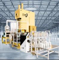 Presse à poinçonner automatique haute efficacité pour barquettes alimentaires 220V 15HP, machine pneumatique à deux cavités pour la fabrication de contenants en aluminium 50 PPM