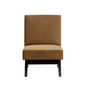 Fauteuil lounge sans accoudoirs style Pierre Jeanneret en bois massif avec pieds en V et revêtement en tissu haut de gamme pour salon - Vente en gros - Product Image 3