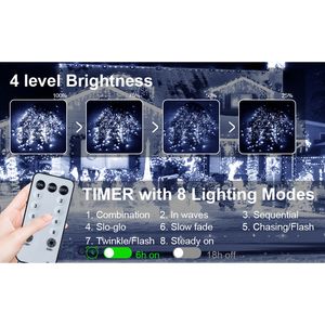 Luci Natalizie da Esterno 105ft, 1000 LED, 8 Modalità, Tenda Luminosa 50 Gocce, Impermeabile, con Timer e Funzione Memoria, in Plastica - Product Image 3