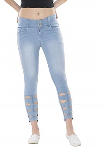 กางเกงยีนส์ลำลอง ROCKRUSH รุ่น Unisex สี Medium Wash ทรงหลวม เอวกลาง ผ้าเดนิมถัก ระบายอากาศ แห้งเร็ว กันลม พิมพ์ลายเต็มตัว - Product Image 2
