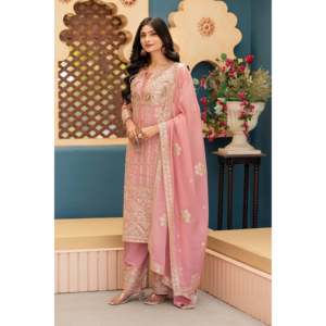 ชุดสูทผู้หญิงสวยแฟนซีชุดเสื้อพลาสโซและ dupatta พร้อมงานปัก - Product Image 2