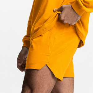 <b>Men's</b> Solid <b>Orange</b> Board <b>Shorts</b> Drawstring Waist Quick Dry Casual Wear - Product Image 4