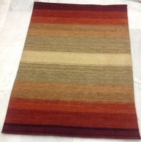 Tapis Lori Buff artisanal de qualité supérieure, tissé à la main, tons terreux modernes, rayures en coton, tapis de salon floral, luxe, écologique
