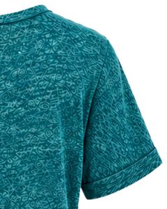 Camiseta de Mujer con Cuello en V, Diseño Abstracto Color Verde Azulado, Casual, Manga Corta, con Bolsillo, Ligera, Transpirable, Top de Verano a la Moda - Product Image 3