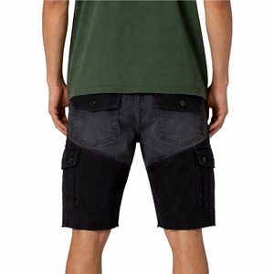 Shorts en jean noir pour homme, taille mi-haute, coupe droite, décontracté, été, respirant, en tissu tricoté, style déchiré, imperméable et coupe-vent - Product Image 2