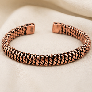 Luxury Oxidized Braided <b>Rope</b> Pure Copper Bangle Wristlet Exquisite Open Design Promotional Novelty Gift - Product Image 2