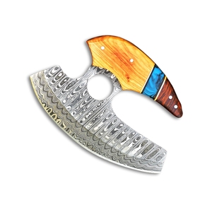 Cuchillo Ullu hecho a mano con hoja de Damasco, mango de madera y funda de cuero, cuchillo para exteriores, cuchillo personalizado. - Product Image 3