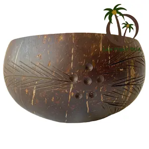 100% Natuurlijke Coconut Kleine Kom Uit Vietnam/Kokosnoot Houten Lepel Set/Hoge Kwaliteit Milieuvriendelijke Natuurlijke Kokosnoot Bowls