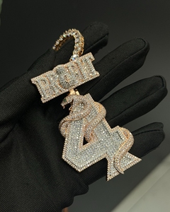 Pendentif Serpent Givré de Luxe Numéro 4 en Moissanite, Argent Sterling 925, Breloque Collier Hip Hop pour Hommes et Femmes, Clarté VVS, Certifié IGI - Product Image 1
