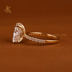 แหวนแต่งงานเพชรเลี้ยงในห้องปฏิบัติการแบบคลาสสิก ชุบทอง 10K 18K ระยิบระยับ สง่างาม แหวนคู่ ดีไซน์เหนือกาลเวลา ของขวัญที่สมบูรณ์แบบ - Product Image 3