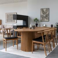 Ensemble de table et chaises de salle à manger en bois moderne, design bistrot français, 4 pièces, cuir noir, mobilier de restaurant, salon extérieur