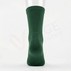 Chaussettes pour hommes, couleur verte unie, tricotées, respirantes, en coton, pour un usage quotidien, style classique, printemps - Product Image 2