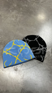 Cosh International Blue Jacquard <b>Beanie</b> With Yellow Geometric Pattern Fashion Streetwear Headwear <b>Knitted</b> <b>Beanie</b> Hat - Product Image 6