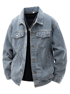Mens Denim <b>Jacket</b> Fashionable Casual Outerwear Soft Denim Fabric Durable Construction Custom Design Solid Color Outerwear Autumn - Product Image 1