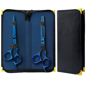 <b>Razor</b> Edge Barber Hair Cutting & Thinning Shears <b>Set</b> 7.5 Inch Blue Stainless Steel Salon Hairdressing Professional Tool Kit - Product Image 1