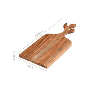 Planche à découper et de service en bois d'acacia de qualité supérieure avec poignée en forme de feuille, vente en gros, OEM, multi-usages, pour la préparation des aliments - Product Image 4