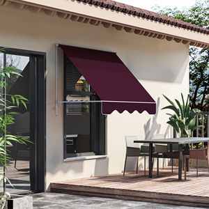 Toldo Retráctil Manual de 6 Pies con Diseño de Brazo Abatible, Extensible, de Aluminio, Color Rojo Vino, para Patios y Terrazas - Product Image 2