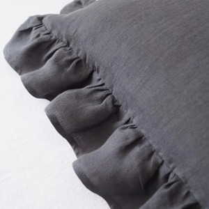 Blue Rectangle Cushion Cover with Ruffle Edge Linen <b>Pillow</b> <b>Case</b> for Home Decor - Product Image 3
