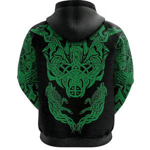 Sweat-shirt à capuche pour homme, bleu, imprimé motif Viking, coupe classique, décontracté, pour l'automne, 100% polyester, tricoté, transfert par sublimation - Product Image 2