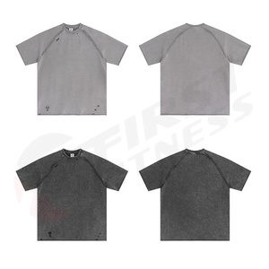 เสื้อยืดคอวีทรงปกติสำหรับผู้ชาย ผ้าคอตตอน 100% หนานุ่ม สไตล์สตรีทแวร์ ลุควินเทจฟอกสี ย้อมสีแบบ Garment Dyed ป้องกันการหดตัว - Product Image 5