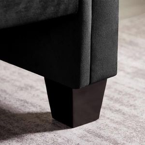 "Sofa <b>Bench</b> with Solid <b>Wood</b> Legs & Velvet Cushions Rectangular Design & Cylindrical Pillows" - Product Image 5