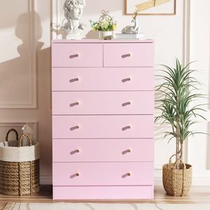 Modern Simple Pink 7 Drawer Dresser - Product Image 1