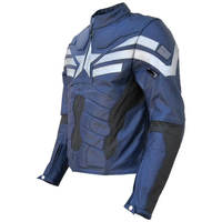 Veste en cuir véritable bleu hiver américaine pour hommes, vestes faites à la main, super vestes de capitaine, toutes tailles, portées par les stars du cinéma, héros